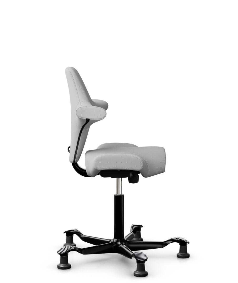 HÅG Capisco 8106 - Steelcut Trio 3 (Kvadrat) - Wol / Polyamide - STT133 - Light grey - Framekleur - Zwart - Gasveer - 150 mm (Zithoogte 40-55cm) - Vloercontact - Glijdoppen - Voetenring - Nee, geen voetenring - Voetster - Nee, voetster in framekleur - 2