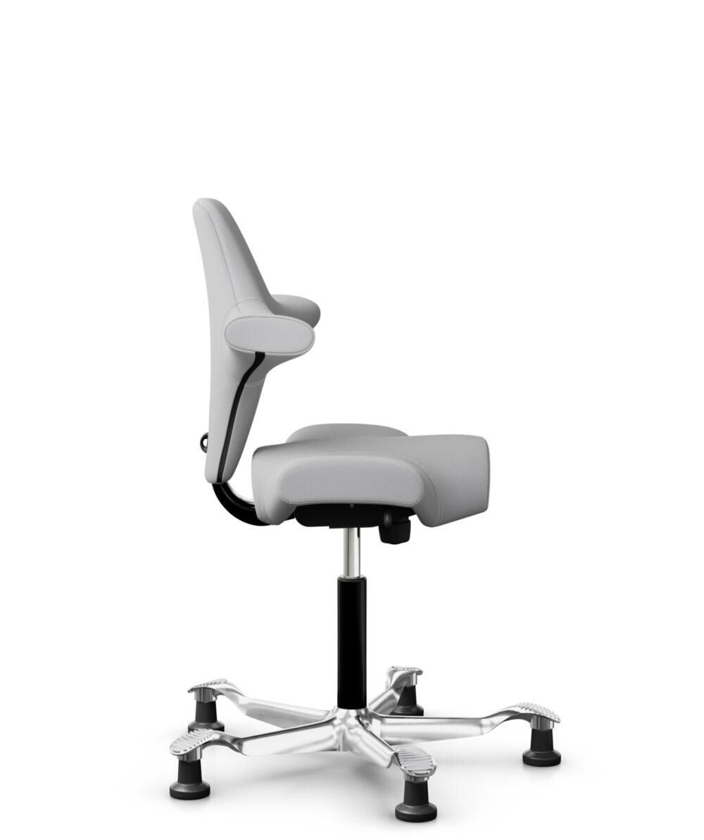 HÅG Capisco 8106 - Steelcut Trio 3 (Kvadrat) - Wol / Polyamide - STT133 - Light grey - Framekleur - Zwart - Gasveer - 265 mm (Zithoogte 53-79cm) - Vloercontact - Glijdoppen - Voetenring - Nee, geen voetenring - Voetster - Ja, voetster in gepolijst alum... - 2