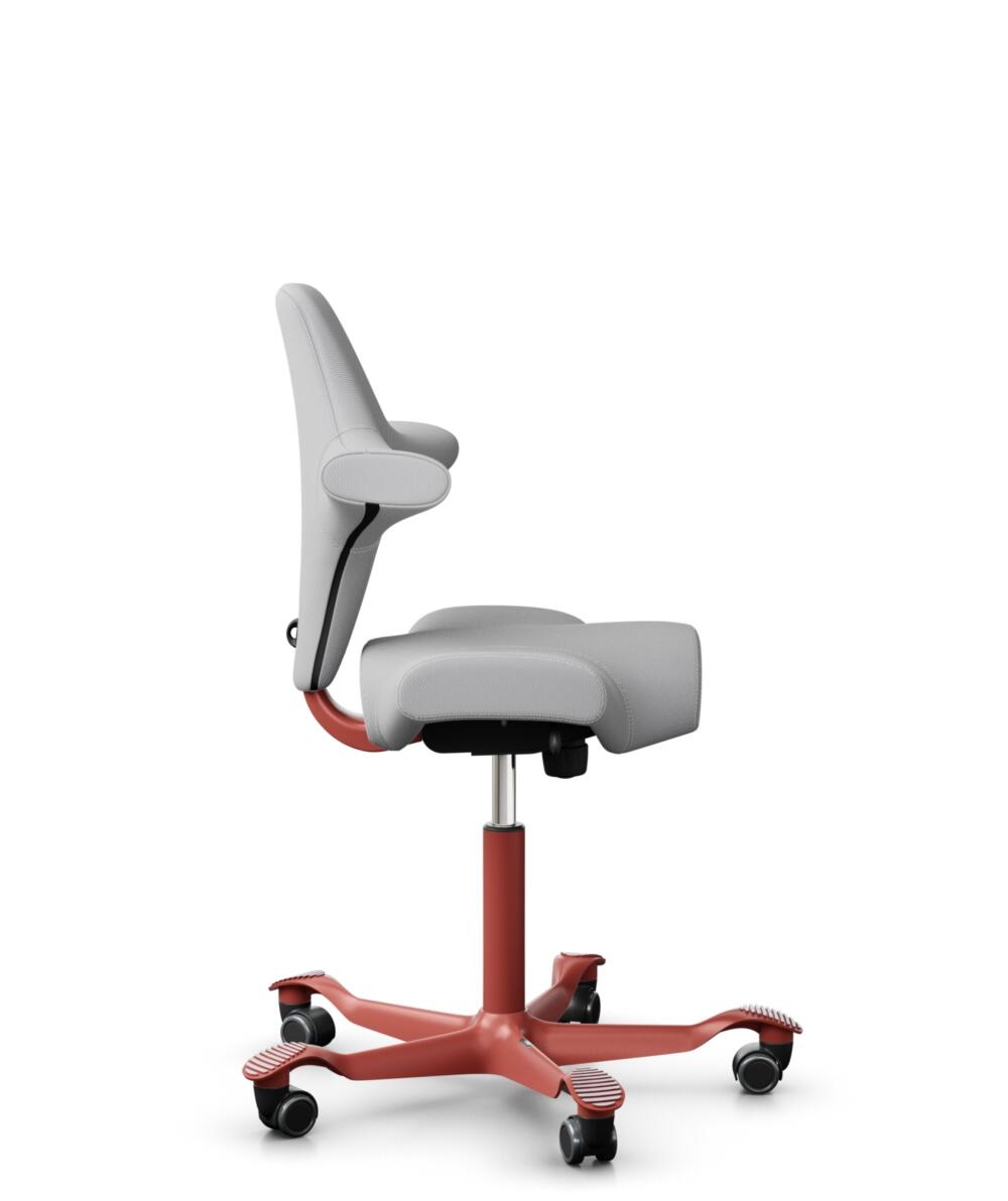 HÅG Capisco 8106 - Steelcut Trio 3 (Kvadrat) - Wol / Polyamide - STT133 - Light grey - Framekleur - Blush Rose - Gasveer - 150 mm (Zithoogte 40-55cm) - Vloercontact - Harde wielen t.b.v. zachte vloeren - Voetenring - Nee, geen voetenring - Voetster - N... - 2