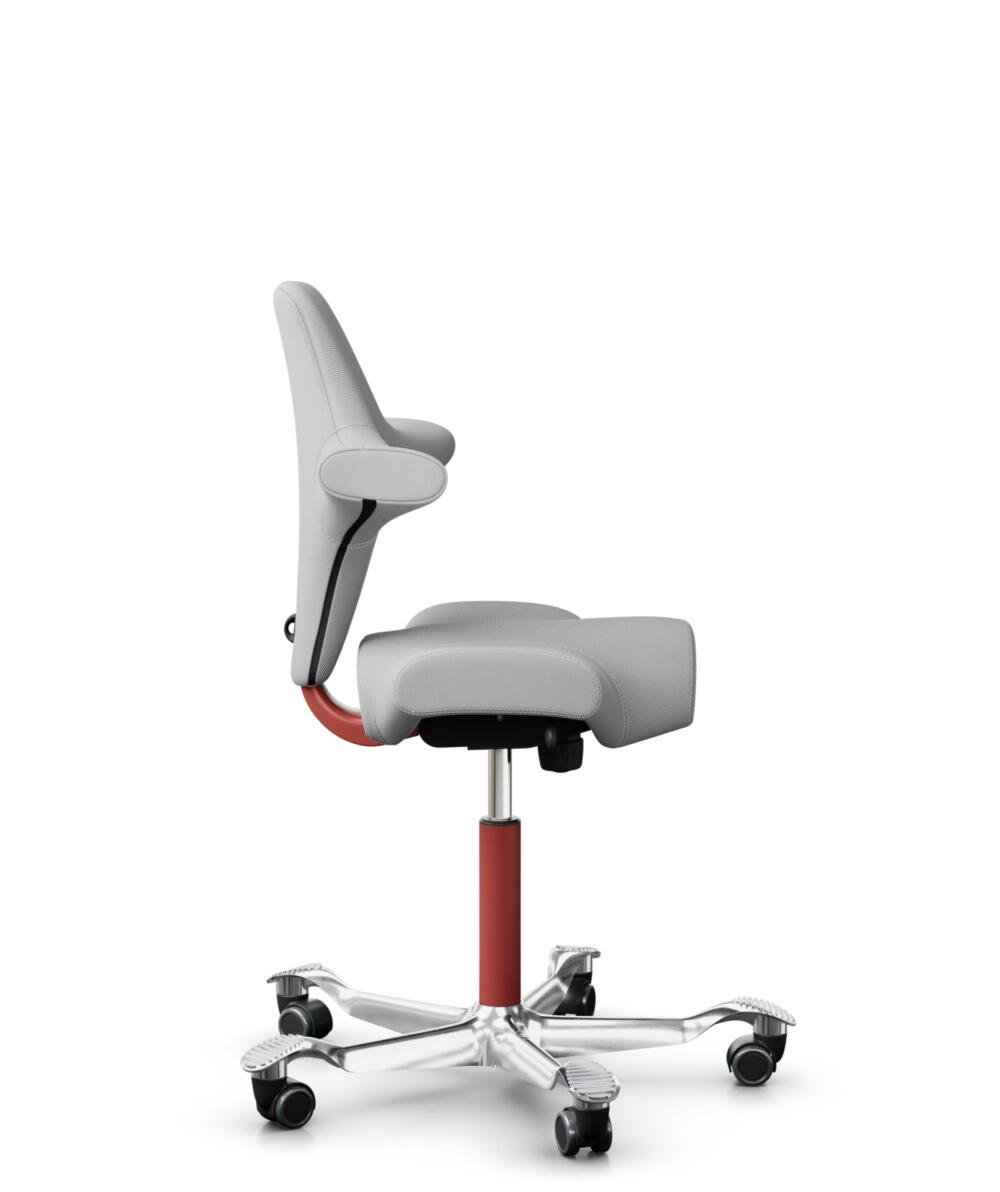 HÅG Capisco 8106 - Steelcut Trio 3 (Kvadrat) - Wol / Polyamide - STT133 - Light grey - Framekleur - Blush Rose - Gasveer - 200 mm (Zithoogte 46-64cm) - Vloercontact - Harde wielen t.b.v. zachte vloeren - Voetenring - Nee, geen voetenring - Voetster - J... - 2