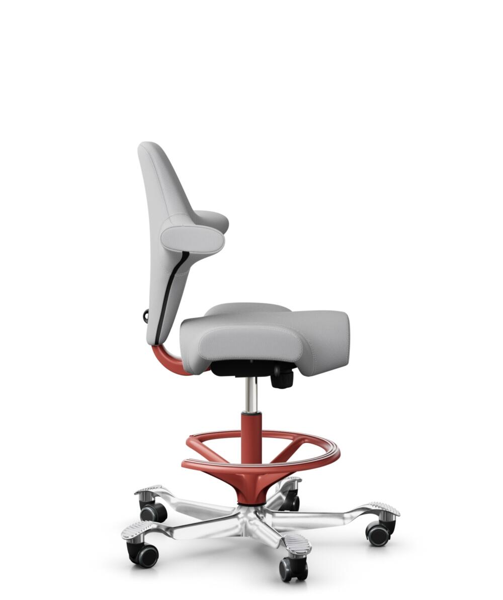 HÅG Capisco 8106 - Steelcut Trio 3 (Kvadrat) - Wol / Polyamide - STT133 - Light grey - Framekleur - Blush Rose - Gasveer - 200 mm (Zithoogte 46-64cm) - Vloercontact - Harde wielen t.b.v. zachte vloeren - Voetenring - Ja, in framekleur - Voetster - Ja, ... - 2