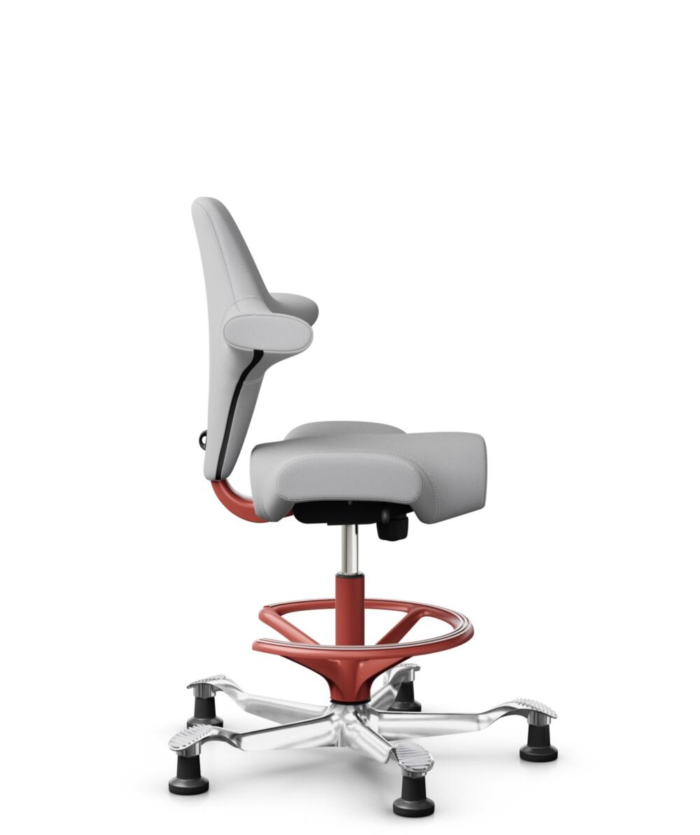 HÅG Capisco 8106 - Steelcut Trio 3 (Kvadrat) - Wol / Polyamide - STT133 - Light grey - Framekleur - Blush Rose - Gasveer - 265 mm (Zithoogte 53-79cm) - Vloercontact - Glijdoppen - Voetenring - Ja, in framekleur - Voetster - Ja, voetster in gepolijst al... - 2