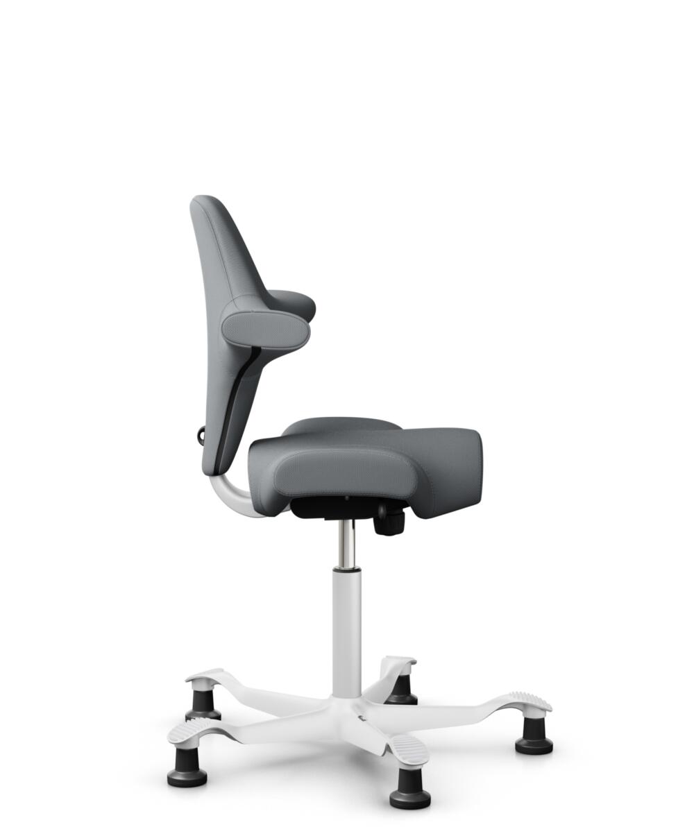 HÅG Capisco 8106 - Steelcut Trio 3 (Kvadrat) - Wol / Polyamide - STT153 - Grey - Framekleur - Wit - Gasveer - 265 mm (Zithoogte 53-79cm) - Vloercontact - Glijdoppen - Voetenring - Nee, geen voetenring - Voetster - Nee, voetster in framekleur - 2