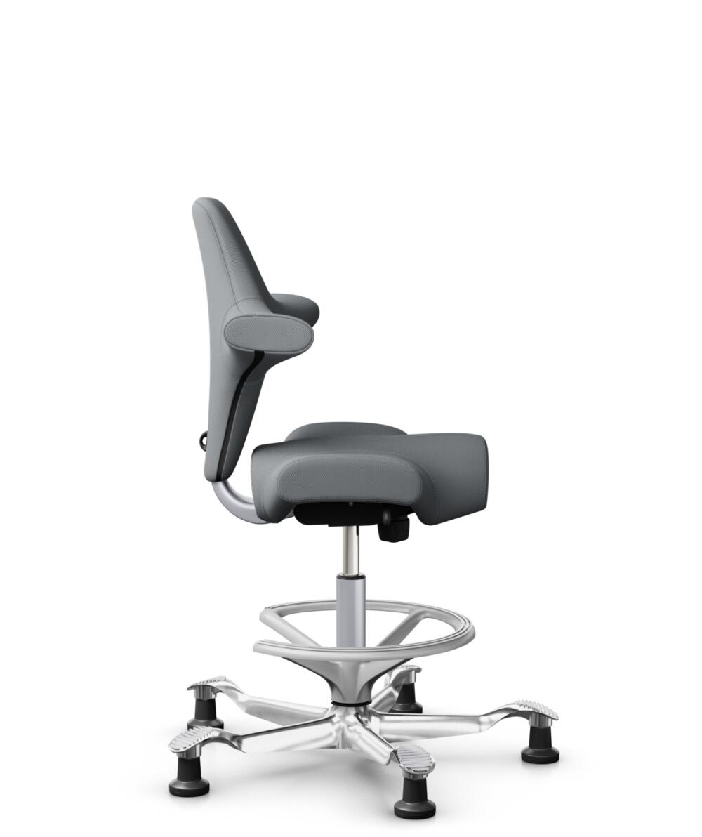 HÅG Capisco 8106 - Steelcut Trio 3 (Kvadrat) - Wol / Polyamide - STT153 - Grey - Framekleur - Zilver - Gasveer - 265 mm (Zithoogte 53-79cm) - Vloercontact - Glijdoppen - Voetenring - Ja, in framekleur - Voetster - Ja, voetster in gepolijst aluminium - 3