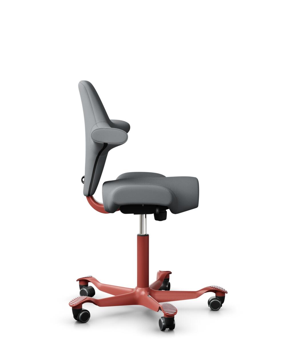 HÅG Capisco 8106 - Steelcut Trio 3 (Kvadrat) - Wol / Polyamide - STT153 - Grey - Framekleur - Blush Rose - Gasveer - 200 mm (Zithoogte 46-64cm) - Vloercontact - Harde wielen t.b.v. zachte vloeren - Voetenring - Nee, geen voetenring - Voetster - Nee, vo... - 2