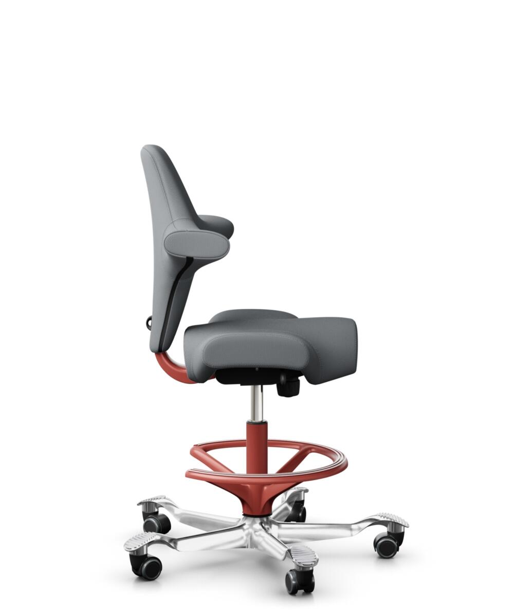 HÅG Capisco 8106 - Steelcut Trio 3 (Kvadrat) - Wol / Polyamide - STT153 - Grey - Framekleur - Blush Rose - Gasveer - 265 mm (Zithoogte 53-79cm) - Vloercontact - Zachte wielen t.b.v. harde vloeren - Voetenring - Ja, in framekleur - Voetster - Ja, voetst... - 2
