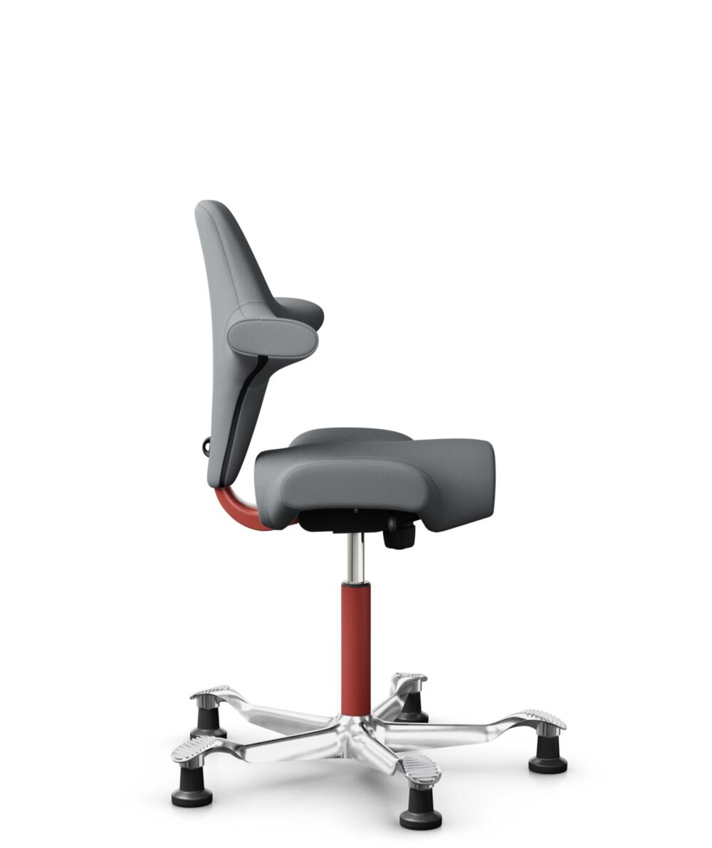 HÅG Capisco 8106 - Steelcut Trio 3 (Kvadrat) - Wol / Polyamide - STT153 - Grey - Framekleur - Blush Rose - Gasveer - 265 mm (Zithoogte 53-79cm) - Vloercontact - Glijdoppen - Voetenring - Nee, geen voetenring - Voetster - Ja, voetster in gepolijst alumi... - 2