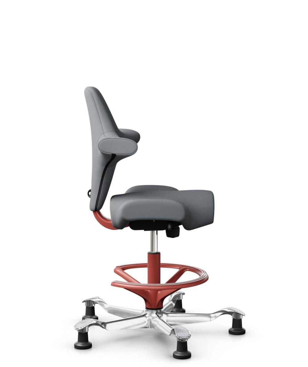 HÅG Capisco 8106 - Steelcut Trio 3 (Kvadrat) - Wol / Polyamide - STT153 - Grey - Framekleur - Blush Rose - Gasveer - 265 mm (Zithoogte 53-79cm) - Vloercontact - Glijdoppen - Voetenring - Ja, in framekleur - Voetster - Ja, voetster in gepolijst aluminium - 2