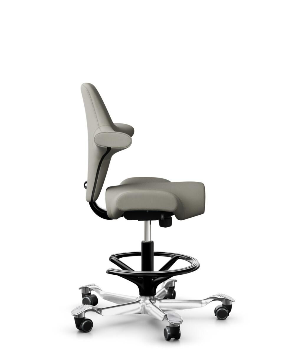 HÅG Capisco 8106 - Steelcut Trio 3 (Kvadrat) - Wol / Polyamide - STT253 - Beige-grey - Framekleur - Zwart - Gasveer - 265 mm (Zithoogte 53-79cm) - Vloercontact - Zachte wielen t.b.v. harde vloeren - Voetenring - Ja, in framekleur - Voetster - Ja, voets... - 2