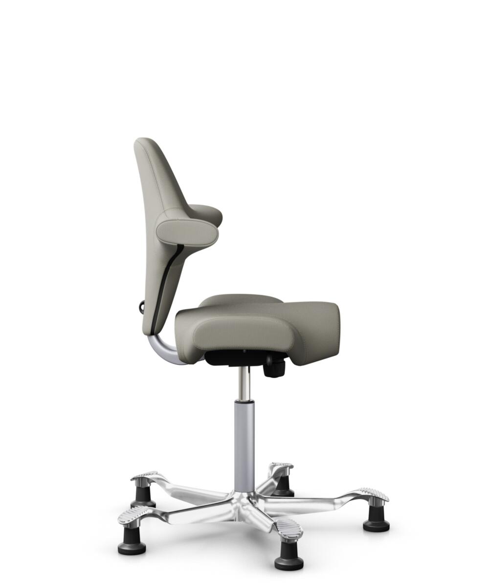 HÅG Capisco 8106 - Steelcut Trio 3 (Kvadrat) - Wol / Polyamide - STT253 - Beige-grey - Framekleur - Zilver - Gasveer - 200 mm (Zithoogte 46-64cm) - Vloercontact - Glijdoppen - Voetenring - Nee, geen voetenring - Voetster - Ja, voetster in gepolijst alu... - 2