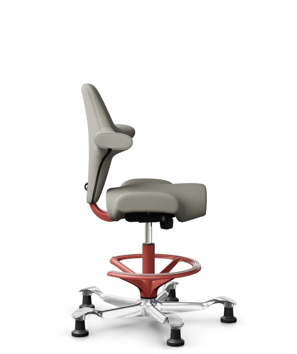 HÅG Capisco 8106 - Steelcut Trio 3 (Kvadrat) - Wol / Polyamide - STT253 - Beige-grey - Framekleur - Blush Rose - Gasveer - 200 mm (Zithoogte 46-64cm) - Vloercontact - Glijdoppen - Voetenring - Ja, in framekleur - Voetster - Ja, voetster in gepolijst al... - 2