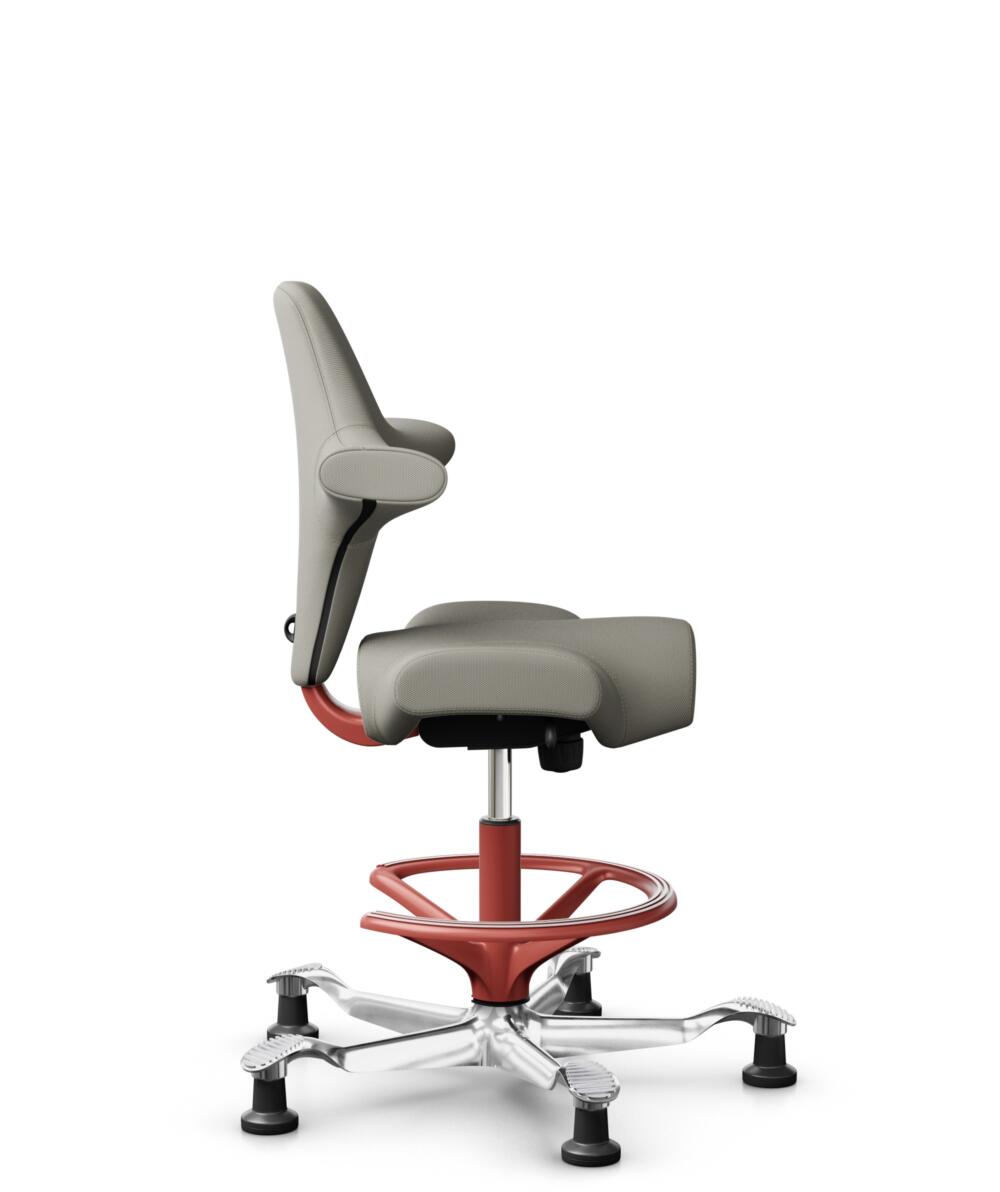 HÅG Capisco 8106 - Steelcut Trio 3 (Kvadrat) - Wol / Polyamide - STT253 - Beige-grey - Framekleur - Blush Rose - Gasveer - 265 mm (Zithoogte 53-79cm) - Vloercontact - Glijdoppen - Voetenring - Ja, in framekleur - Voetster - Ja, voetster in gepolijst al... - 2