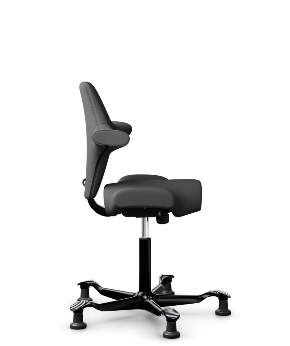 HÅG Capisco 8106 - Steelcut Trio 3 (Kvadrat) - Wol / Polyamide - STT383 - Charcoal - Framekleur - Zwart - Gasveer - 265 mm (Zithoogte 53-79cm) - Vloercontact - Glijdoppen - Voetenring - Nee, geen voetenring - Voetster - Nee, voetster in framekleur - 2
