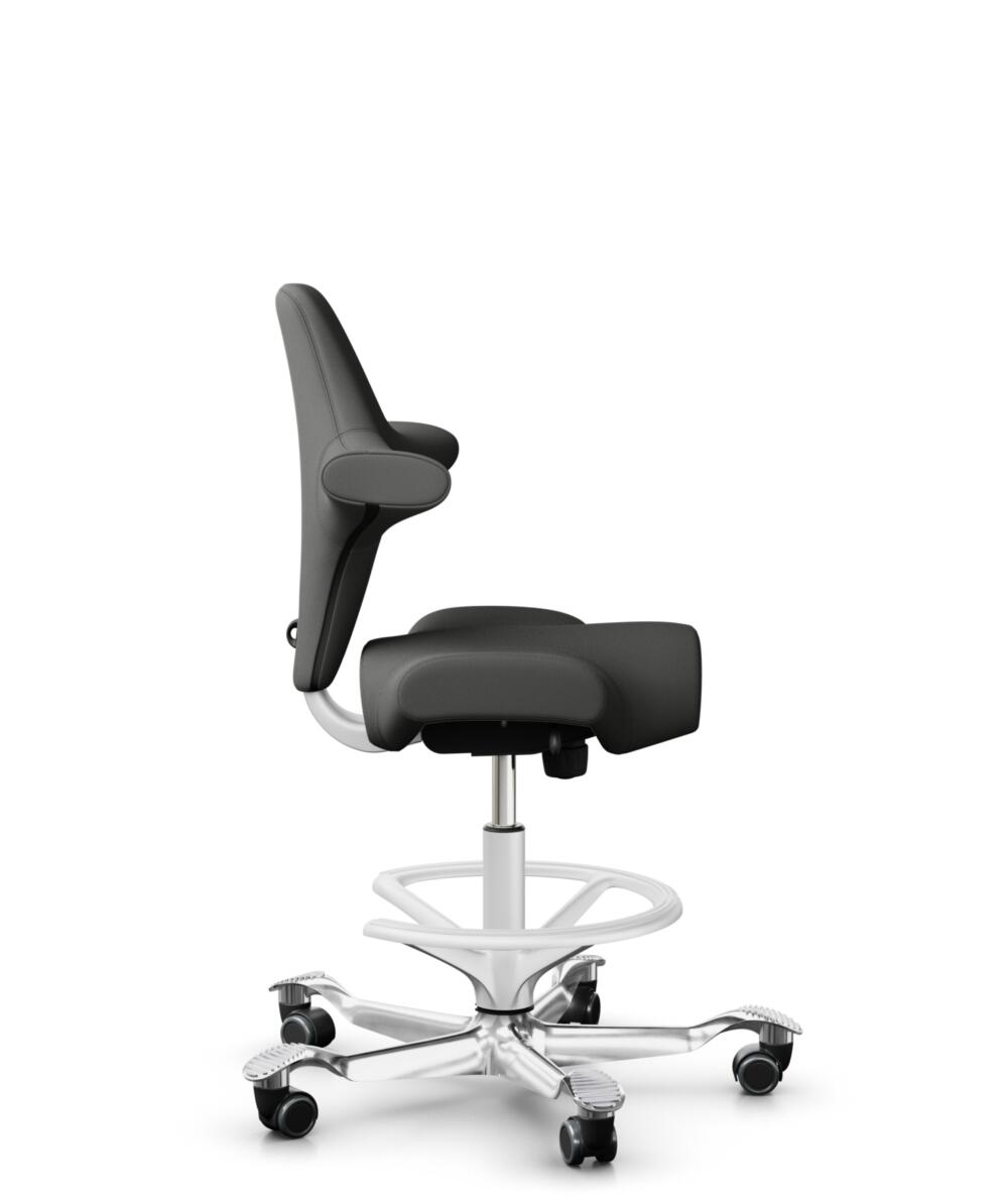 HÅG Capisco 8106 - Steelcut Trio 3 (Kvadrat) - Wol / Polyamide - STT383 - Charcoal - Framekleur - Wit - Gasveer - 265 mm (Zithoogte 53-79cm) - Vloercontact - Harde wielen t.b.v. zachte vloeren - Voetenring - Ja, in framekleur - Voetster - Ja, voetster ... - 2