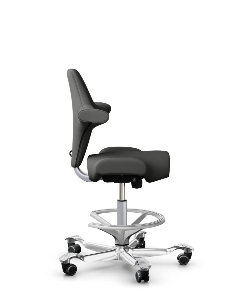 HÅG Capisco 8106 - Steelcut Trio 3 (Kvadrat) - Wol / Polyamide - STT383 - Charcoal - Framekleur - Zilver - Gasveer - 265 mm (Zithoogte 53-79cm) - Vloercontact - Harde wielen t.b.v. zachte vloeren - Voetenring - Ja, in framekleur - Voetster - Ja, voetst... - 2