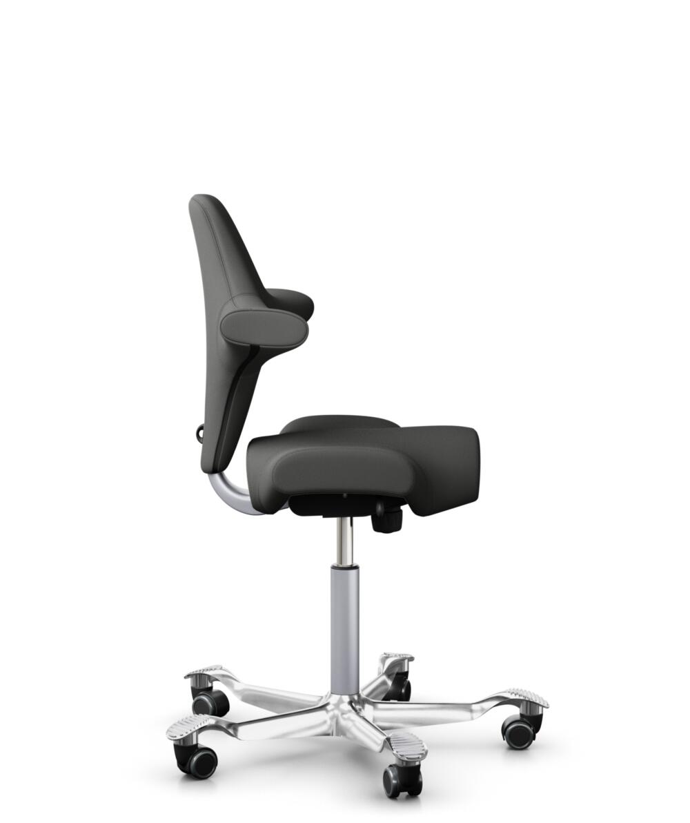 HÅG Capisco 8106 - Steelcut Trio 3 (Kvadrat) - Wol / Polyamide - STT383 - Charcoal - Framekleur - Zilver - Gasveer - 265 mm (Zithoogte 53-79cm) - Vloercontact - Zachte wielen t.b.v. harde vloeren - Voetenring - Nee, geen voetenring - Voetster - Ja, voe... - 2