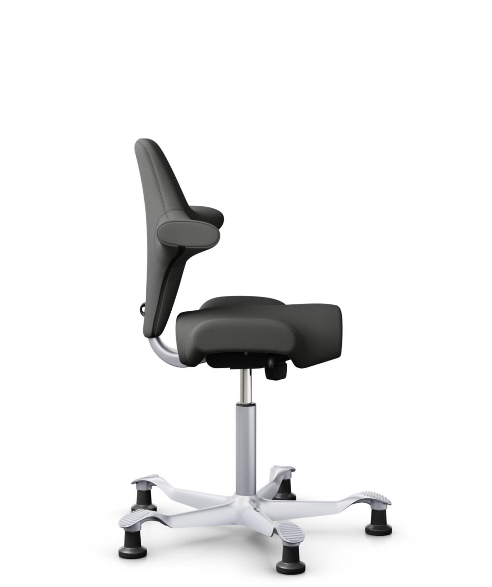 HÅG Capisco 8106 - Steelcut Trio 3 (Kvadrat) - Wol / Polyamide - STT383 - Charcoal - Framekleur - Zilver - Gasveer - 265 mm (Zithoogte 53-79cm) - Vloercontact - Glijdoppen - Voetenring - Nee, geen voetenring - Voetster - Nee, voetster in framekleur - 2