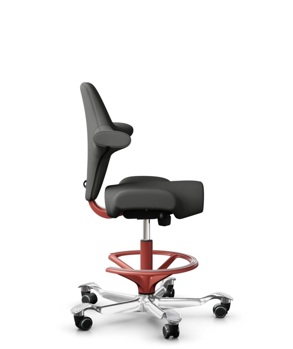 HÅG Capisco 8106 - Steelcut Trio 3 (Kvadrat) - Wol / Polyamide - STT383 - Charcoal - Framekleur - Blush Rose - Gasveer - 200 mm (Zithoogte 46-64cm) - Vloercontact - Harde wielen t.b.v. zachte vloeren - Voetenring - Ja, in framekleur - Voetster - Ja, vo... - 2