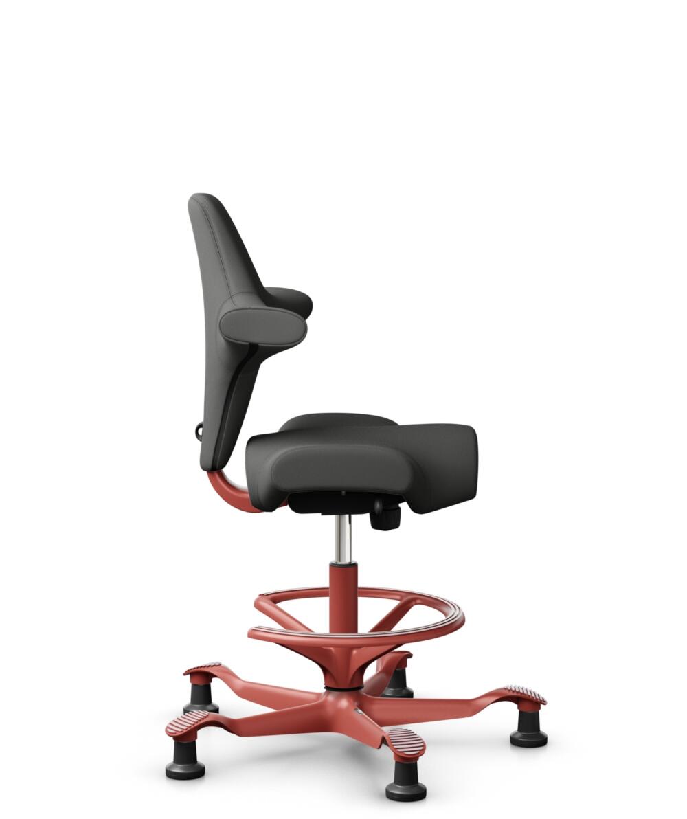 HÅG Capisco 8106 - Steelcut Trio 3 (Kvadrat) - Wol / Polyamide - STT383 - Charcoal - Framekleur - Blush Rose - Gasveer - 200 mm (Zithoogte 46-64cm) - Vloercontact - Glijdoppen - Voetenring - Ja, in framekleur - Voetster - Nee, voetster in framekleur - 2