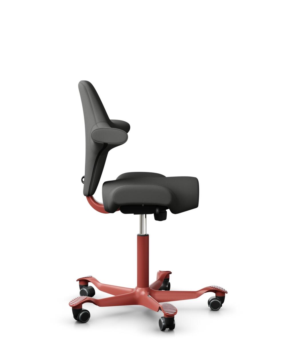 HÅG Capisco 8106 - Steelcut Trio 3 (Kvadrat) - Wol / Polyamide - STT383 - Charcoal - Framekleur - Blush Rose - Gasveer - 265 mm (Zithoogte 53-79cm) - Vloercontact - Harde wielen t.b.v. zachte vloeren - Voetenring - Nee, geen voetenring - Voetster - Nee... - 2