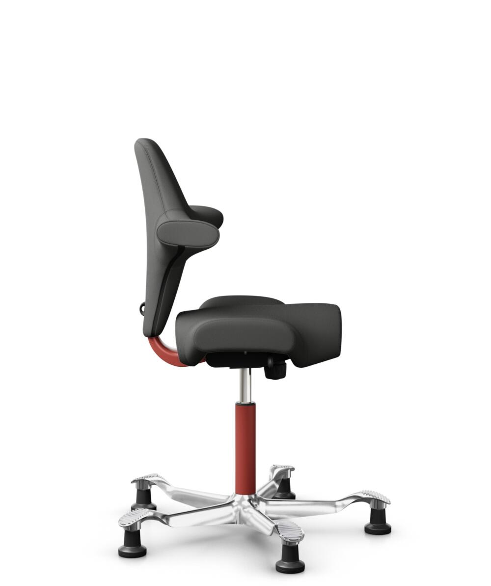 HÅG Capisco 8106 - Steelcut Trio 3 (Kvadrat) - Wol / Polyamide - STT383 - Charcoal - Framekleur - Blush Rose - Gasveer - 265 mm (Zithoogte 53-79cm) - Vloercontact - Glijdoppen - Voetenring - Nee, geen voetenring - Voetster - Ja, voetster in gepolijst a... - 2