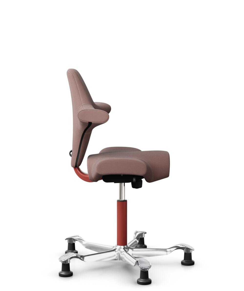 HÅG Capisco 8106 - Steelcut Trio 3 (Kvadrat) - Wol / Polyamide - STT645 - Dusty red - Framekleur - Blush Rose - Gasveer - 150 mm (Zithoogte 40-55cm) - Vloercontact - Glijdoppen - Voetenring - Nee, geen voetenring - Voetster - Ja, voetster in gepolijst ... - 2