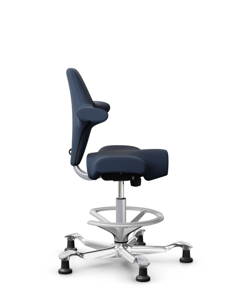 HÅG Capisco 8106 - Steelcut Trio 3 (Kvadrat) - Wol / Polyamide - STT796 - Blue - Framekleur - Zilver - Gasveer - 200 mm (Zithoogte 46-64cm) - Vloercontact - Glijdoppen - Voetenring - Ja, in framekleur - Voetster - Ja, voetster in gepolijst aluminium - 2