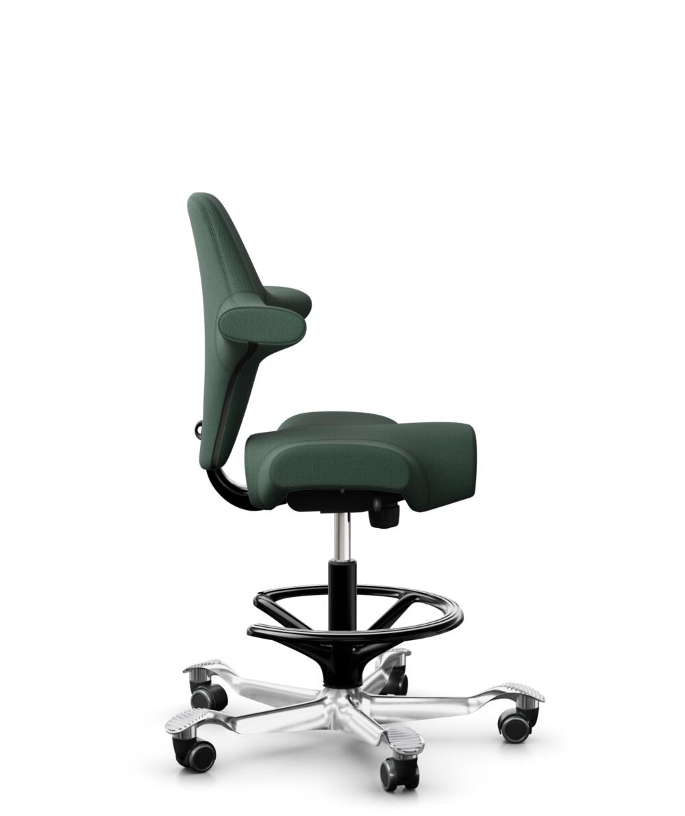 HÅG Capisco 8106 - Steelcut Trio 3 (Kvadrat) - Wol / Polyamide - STT966 - Brown grey - Framekleur - Zwart - Gasveer - 265 mm (Zithoogte 53-79cm) - Vloercontact - Harde wielen t.b.v. zachte vloeren - Voetenring - Ja, in framekleur - Voetster - Ja, voets... - 2