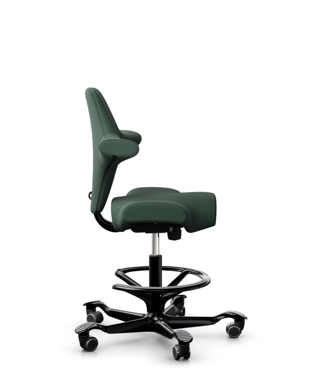 HÅG Capisco 8106 - Steelcut Trio 3 (Kvadrat) - Wol / Polyamide - STT966 - Brown grey - Framekleur - Zwart - Gasveer - 265 mm (Zithoogte 53-79cm) - Vloercontact - Zachte wielen t.b.v. harde vloeren - Voetenring - Ja, in framekleur - Voetster - Nee, voet... - 2