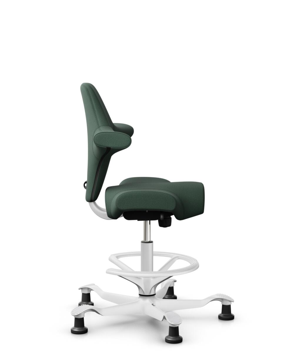 HÅG Capisco 8106 - Steelcut Trio 3 (Kvadrat) - Wol / Polyamide - STT966 - Brown grey - Framekleur - Wit - Gasveer - 200 mm (Zithoogte 46-64cm) - Vloercontact - Glijdoppen - Voetenring - Ja, in framekleur - Voetster - Nee, voetster in framekleur - 2