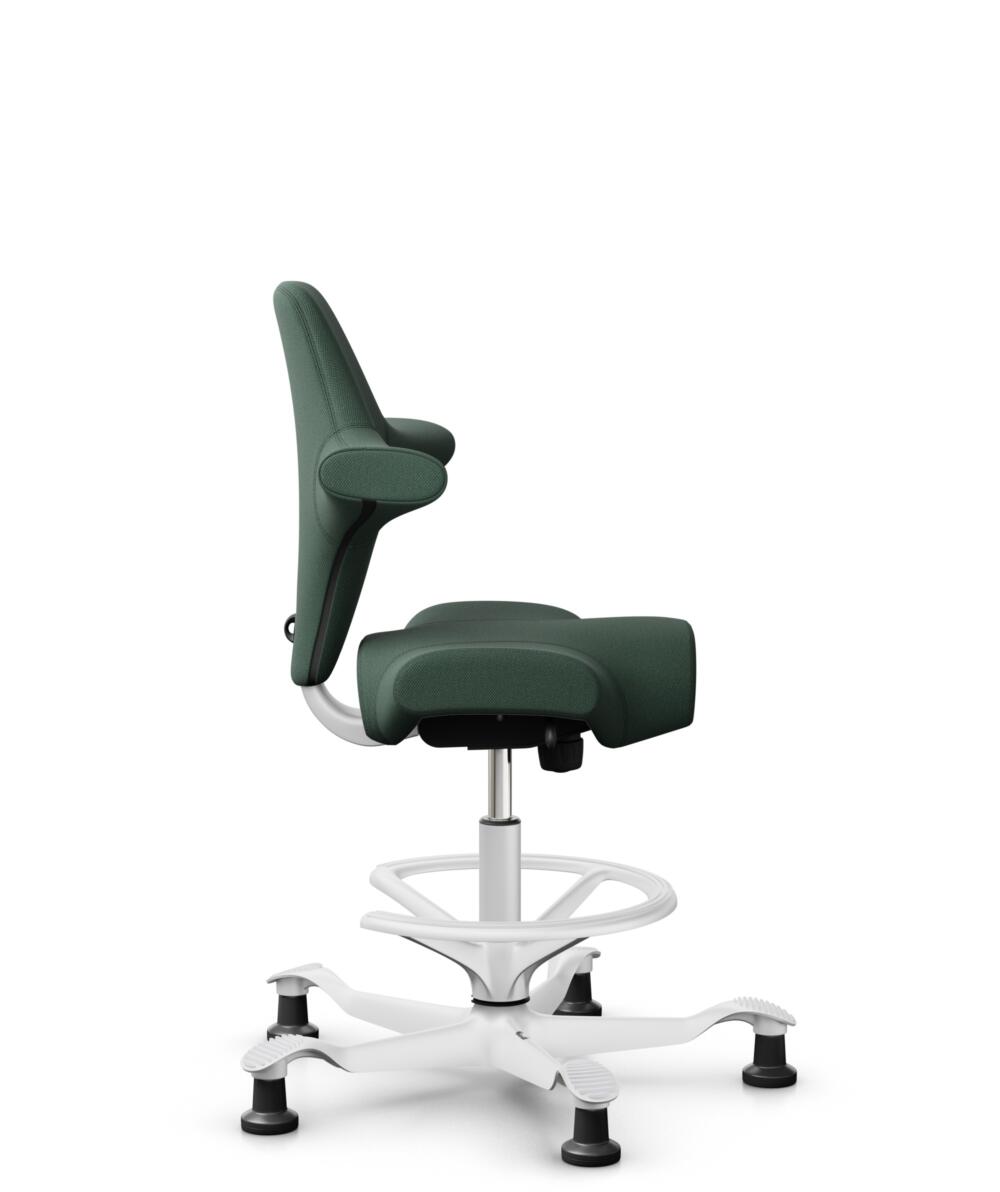 HÅG Capisco 8106 - Steelcut Trio 3 (Kvadrat) - Wol / Polyamide - STT966 - Brown grey - Framekleur - Wit - Gasveer - 265 mm (Zithoogte 53-79cm) - Vloercontact - Glijdoppen - Voetenring - Ja, in framekleur - Voetster - Nee, voetster in framekleur - 2