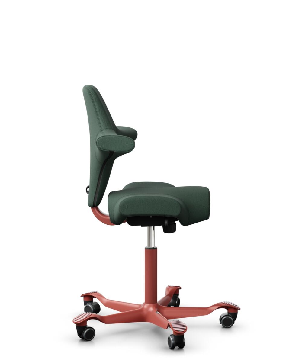 HÅG Capisco 8106 - Steelcut Trio 3 (Kvadrat) - Wol / Polyamide - STT966 - Brown grey - Framekleur - Blush Rose - Gasveer - 200 mm (Zithoogte 46-64cm) - Vloercontact - Zachte wielen t.b.v. harde vloeren - Voetenring - Nee, geen voetenring - Voetster - N... - 2