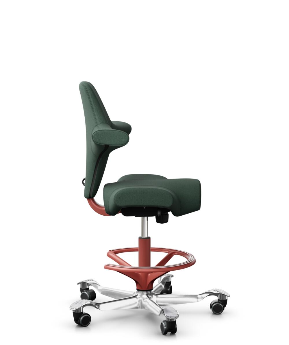 HÅG Capisco 8106 - Steelcut Trio 3 (Kvadrat) - Wol / Polyamide - STT966 - Brown grey - Framekleur - Blush Rose - Gasveer - 265 mm (Zithoogte 53-79cm) - Vloercontact - Zachte wielen t.b.v. harde vloeren - Voetenring - Ja, in framekleur - Voetster - Ja, ... - 2