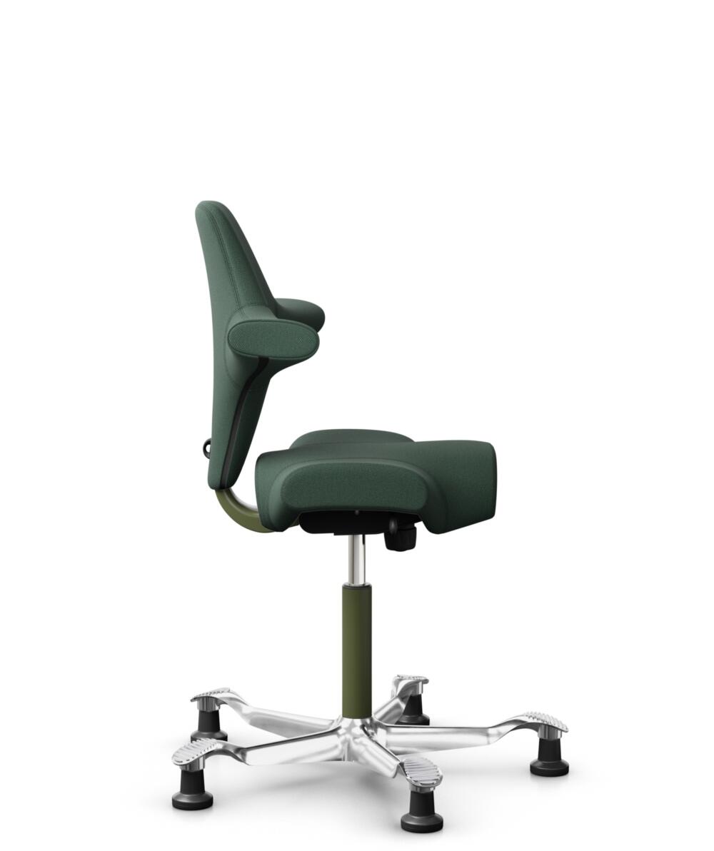 HÅG Capisco 8106 - Steelcut Trio 3 (Kvadrat) - Wol / Polyamide - STT966 - Brown grey - Framekleur - Moss Grey - Gasveer - 200 mm (Zithoogte 46-64cm) - Vloercontact - Glijdoppen - Voetenring - Nee, geen voetenring - Voetster - Ja, voetster in gepolijst ... - 2