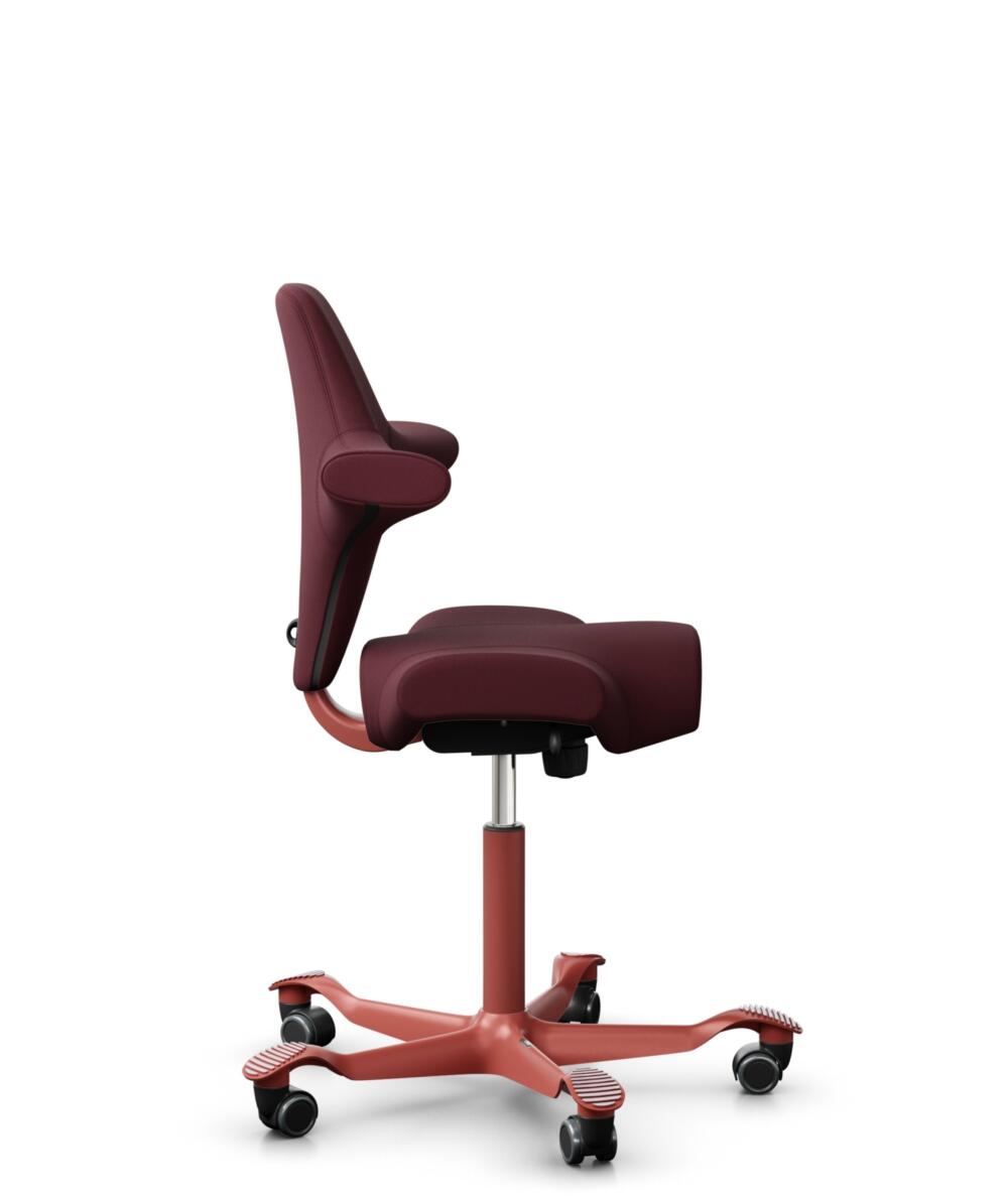 HÅG Capisco 8106 - Steelcut 3 (Kvadrat) - Wol / Polyamide - STT682 Chestnut - Framekleur - Blush Rose - Gasveer - 150 mm (Zithoogte 40-55cm) - Vloercontact - Harde wielen t.b.v. zachte vloeren - Voetenring - Nee, geen voetenring - Voetster - Nee, voets... - 2