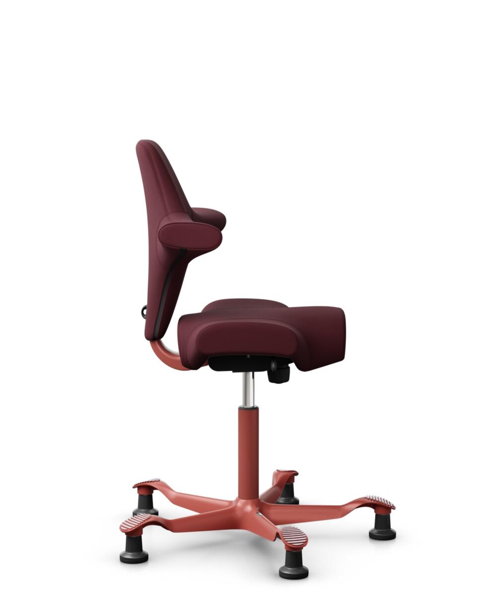 HÅG Capisco 8106 - Steelcut 3 (Kvadrat) - Wol / Polyamide - STT682 Chestnut - Framekleur - Blush Rose - Gasveer - 200 mm (Zithoogte 46-64cm) - Vloercontact - Glijdoppen - Voetenring - Nee, geen voetenring - Voetster - Nee, voetster in framekleur - 2