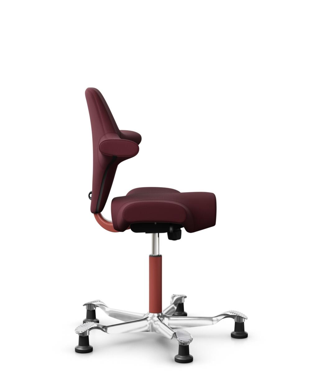 HÅG Capisco 8106 - Steelcut 3 (Kvadrat) - Wol / Polyamide - STT682 Chestnut - Framekleur - Blush Rose - Gasveer - 200 mm (Zithoogte 46-64cm) - Vloercontact - Glijdoppen - Voetenring - Nee, geen voetenring - Voetster - Ja, voetster in gepolijst aluminium - 2