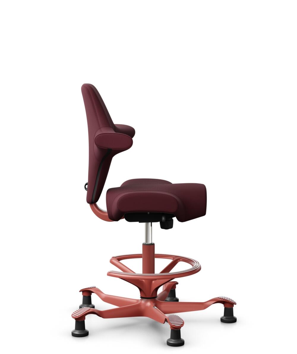 HÅG Capisco 8106 - Steelcut 3 (Kvadrat) - Wol / Polyamide - STT682 Chestnut - Framekleur - Blush Rose - Gasveer - 200 mm (Zithoogte 46-64cm) - Vloercontact - Glijdoppen - Voetenring - Ja, in framekleur - Voetster - Nee, voetster in framekleur - 2