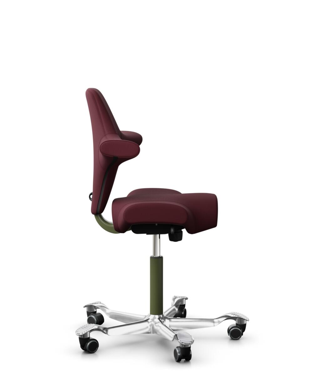 HÅG Capisco 8106 - Steelcut 3 (Kvadrat) - Wol / Polyamide - STT682 Chestnut - Framekleur - Moss Grey - Gasveer - 200 mm (Zithoogte 46-64cm) - Vloercontact - Harde wielen t.b.v. zachte vloeren - Voetenring - Nee, geen voetenring - Voetster - Ja, voetste... - 2