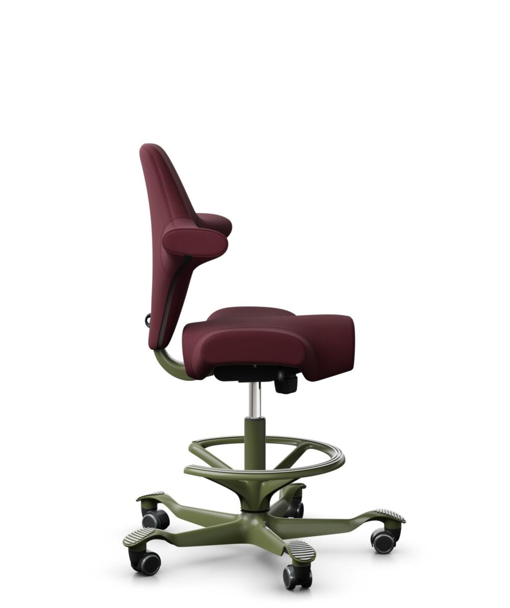 HÅG Capisco 8106 - Steelcut 3 (Kvadrat) - Wol / Polyamide - STT682 Chestnut - Framekleur - Moss Grey - Gasveer - 265 mm (Zithoogte 53-79cm) - Vloercontact - Harde wielen t.b.v. zachte vloeren - Voetenring - Ja, in framekleur - Voetster - Nee, voetster ... - 2