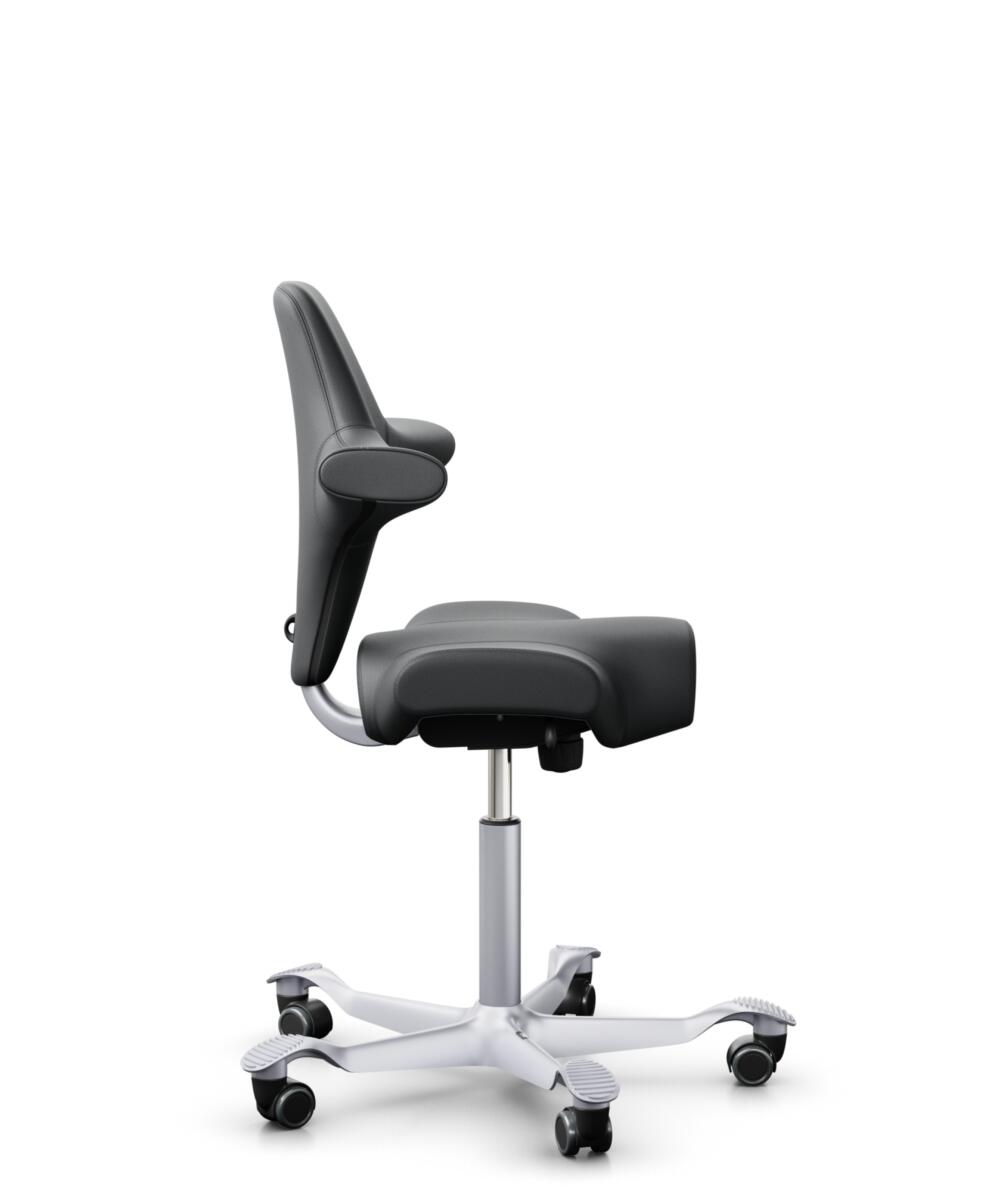 HÅG Capisco 8106 - Paloma Soft (Wollsdorf) - Semi-aniline Leder - PL55206 Grey - Framekleur - Zilver - Gasveer - 265 mm (Zithoogte 53-79cm) - Vloercontact - Zachte wielen t.b.v. harde vloeren - Voetenring - Nee, geen voetenring - Voetster - Nee, voetst... - 2