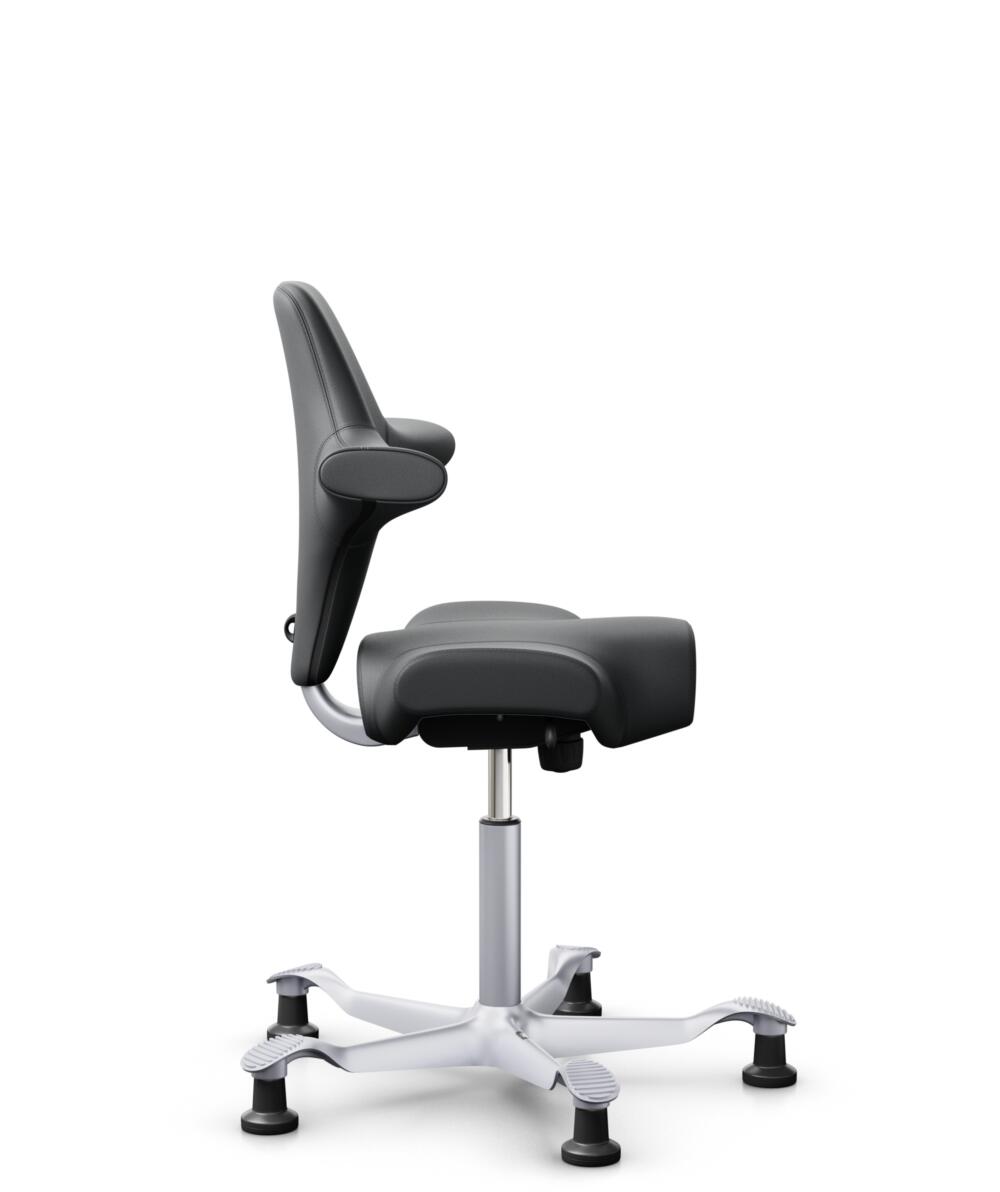 HÅG Capisco 8106 - Paloma Soft (Wollsdorf) - Semi-aniline Leder - PL55206 Grey - Framekleur - Zilver - Gasveer - 265 mm (Zithoogte 53-79cm) - Vloercontact - Glijdoppen - Voetenring - Nee, geen voetenring - Voetster - Nee, voetster in framekleur - 1