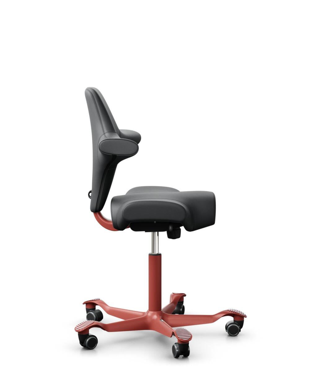 HÅG Capisco 8106 - Paloma Soft (Wollsdorf) - Semi-aniline Leder - PL55206 Grey - Framekleur - Blush Rose - Gasveer - 150 mm (Zithoogte 40-55cm) - Vloercontact - Harde wielen t.b.v. zachte vloeren - Voetenring - Nee, geen voetenring - Voetster - Nee, vo... - 2