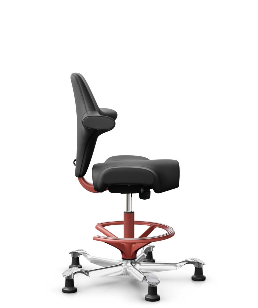 HÅG Capisco 8106 - Paloma Soft (Wollsdorf) - Semi-aniline Leder - PL56100 Black - Framekleur - Blush Rose - Gasveer - 200 mm (Zithoogte 46-64cm) - Vloercontact - Glijdoppen - Voetenring - Ja, in framekleur - Voetster - Ja, voetster in gepolijst aluminium - 2