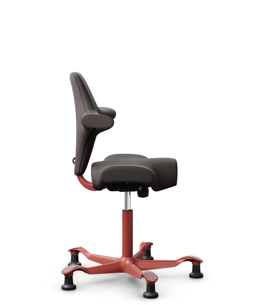 HÅG Capisco 8106 - Elmosoft (Elmo) - Semi-aniline Leder - EL93068 - Dark brown - Framekleur - Blush Rose - Gasveer - 200 mm (Zithoogte 46-64cm) - Vloercontact - Glijdoppen - Voetenring - Nee, geen voetenring - Voetster - Nee, voetster in framekleur - 2