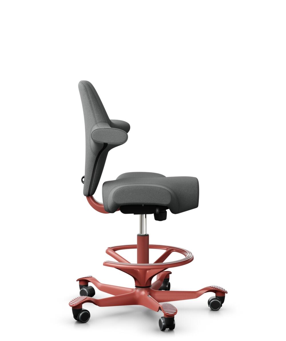 HÅG Capisco 8106 - Cura Loop (Gabriel) - Gerecycled Polyester - CLP60109 - Grey - Framekleur - Blush Rose - Gasveer - 200 mm (Zithoogte 46-64cm) - Vloercontact - Zachte wielen t.b.v. harde vloeren - Voetenring - Ja, in framekleur - Voetster - Nee, voet... - 2