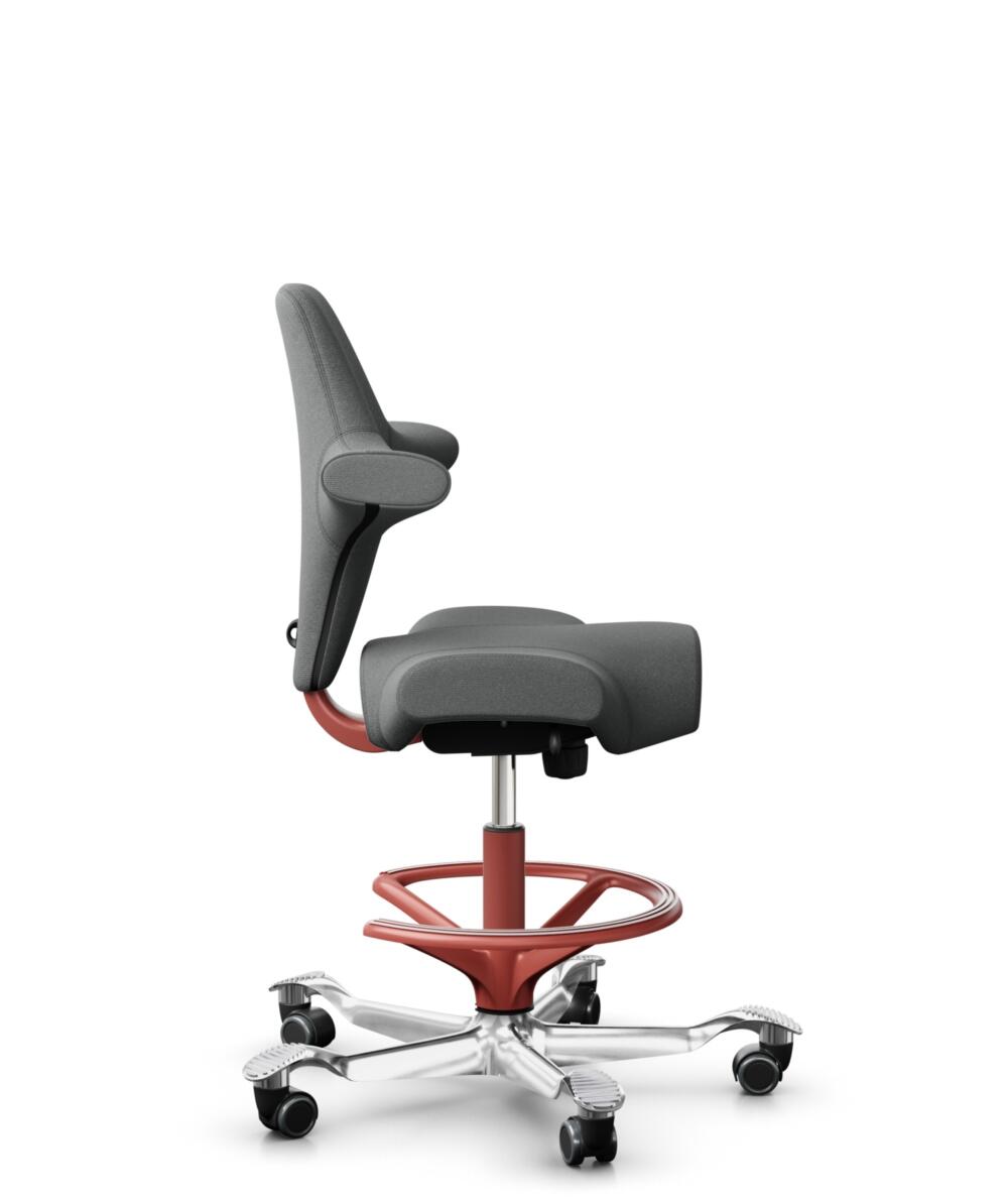 HÅG Capisco 8106 - Cura Loop (Gabriel) - Gerecycled Polyester - CLP60109 - Grey - Framekleur - Blush Rose - Gasveer - 200 mm (Zithoogte 46-64cm) - Vloercontact - Zachte wielen t.b.v. harde vloeren - Voetenring - Ja, in framekleur - Voetster - Ja, voets... - 2
