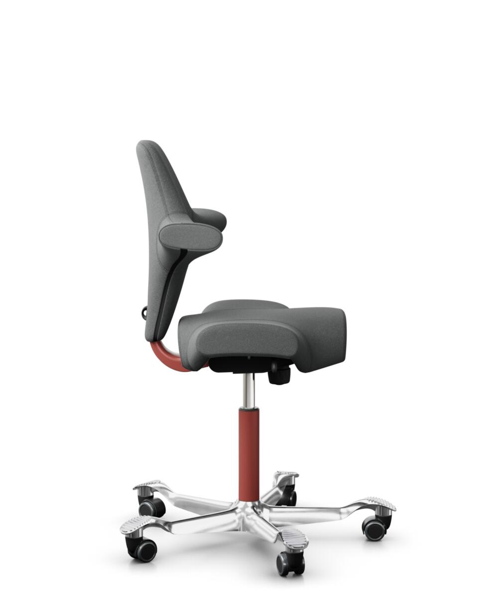 HÅG Capisco 8106 - Cura Loop (Gabriel) - Gerecycled Polyester - CLP60109 - Grey - Framekleur - Blush Rose - Gasveer - 265 mm (Zithoogte 53-79cm) - Vloercontact - Zachte wielen t.b.v. harde vloeren - Voetenring - Nee, geen voetenring - Voetster - Ja, vo... - 2