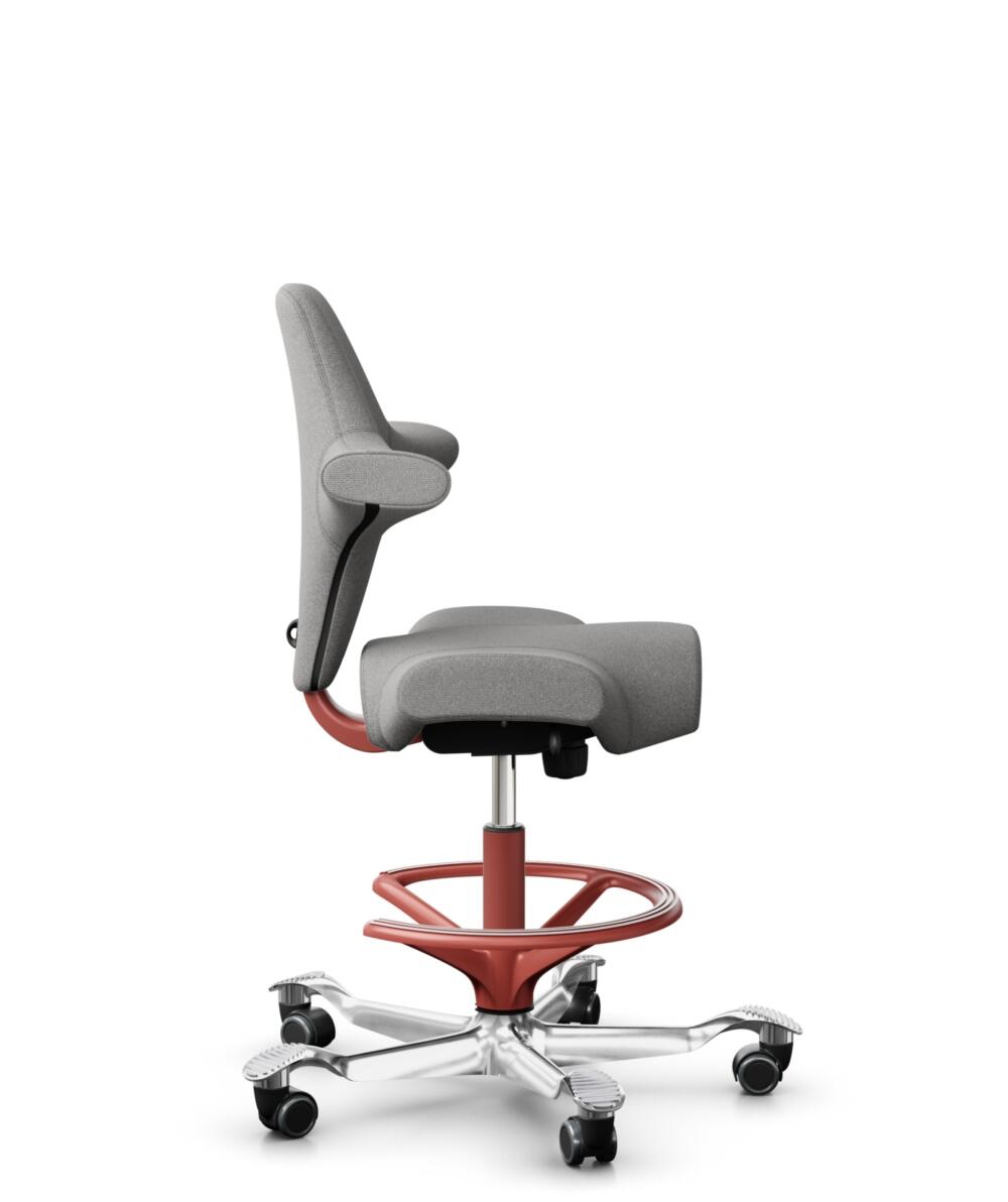 HÅG Capisco 8106 - Cura Loop (Gabriel) - Gerecycled Polyester - CLP60110 Light grey - Framekleur - Blush Rose - Gasveer - 200 mm (Zithoogte 46-64cm) - Vloercontact - Harde wielen t.b.v. zachte vloeren - Voetenring - Ja, in framekleur - Voetster - Ja, v... - 2