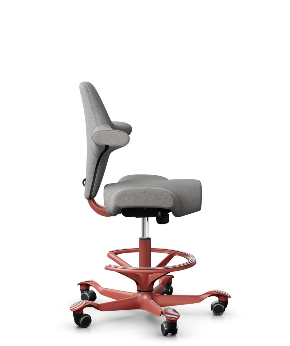 HÅG Capisco 8106 - Cura Loop (Gabriel) - Gerecycled Polyester - CLP60110 Light grey - Framekleur - Blush Rose - Gasveer - 200 mm (Zithoogte 46-64cm) - Vloercontact - Zachte wielen t.b.v. harde vloeren - Voetenring - Ja, in framekleur - Voetster - Nee, ... - 2